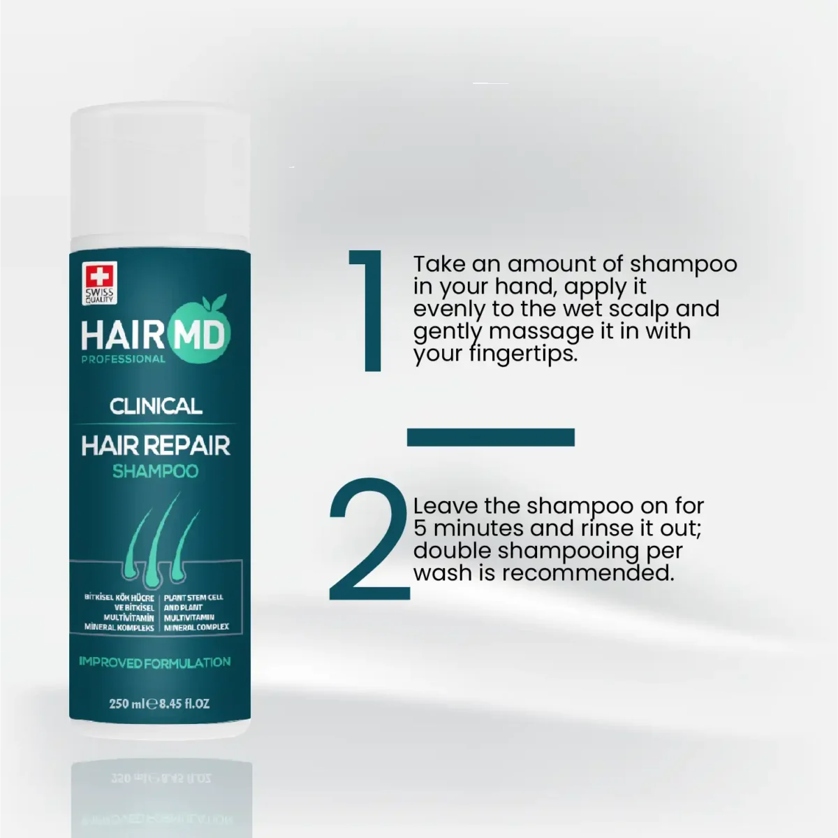 HairMD Hair Repair Shampoo how-to-use steps