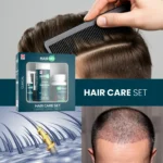 Lifestyle image featuring HairMD Hair Care Set with hair parting and scalp visuals