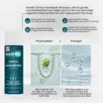 HairMD Hair Repair Shampoo info with PhytocellTec and Procapil visuals