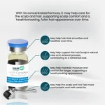 HairMD Hair Complex Meso Serum vial with dermaroller and benefit icons