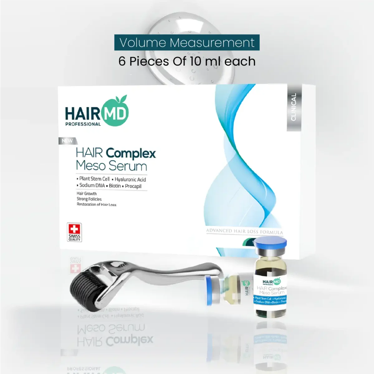 HairMD Meso Serum set with volume note 6 pieces of 10 ml each and dermaroller