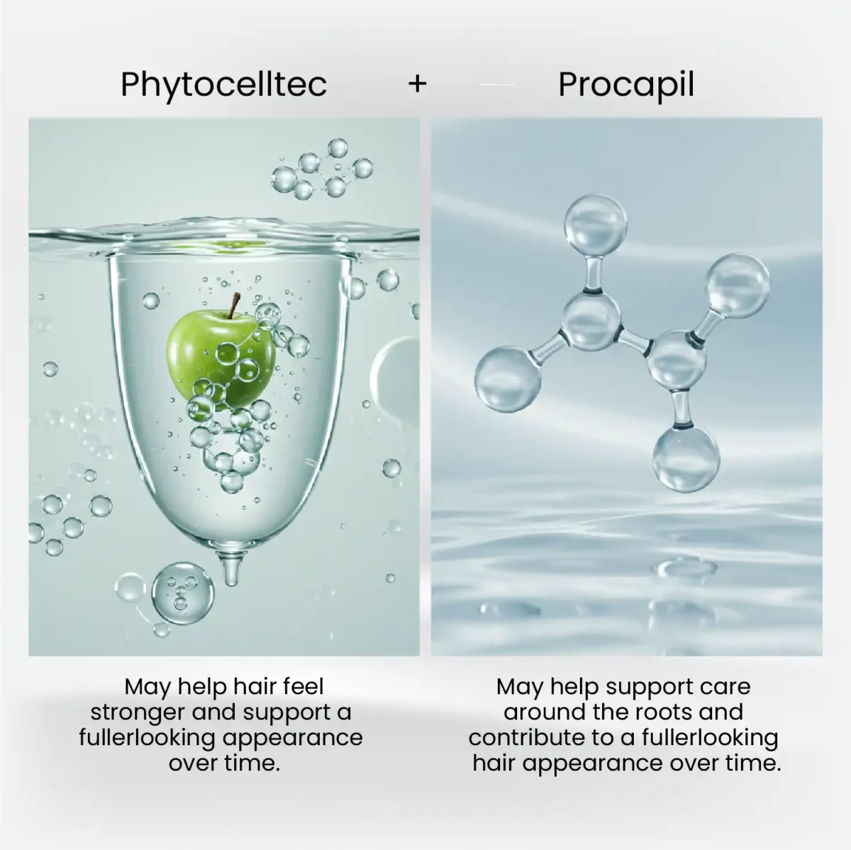 PhytoCellTec apple visual and Procapil molecule shown as featured actives