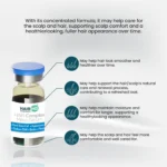 Meso serum vial with icons describing smoother look, renewal support, moisture and comfort