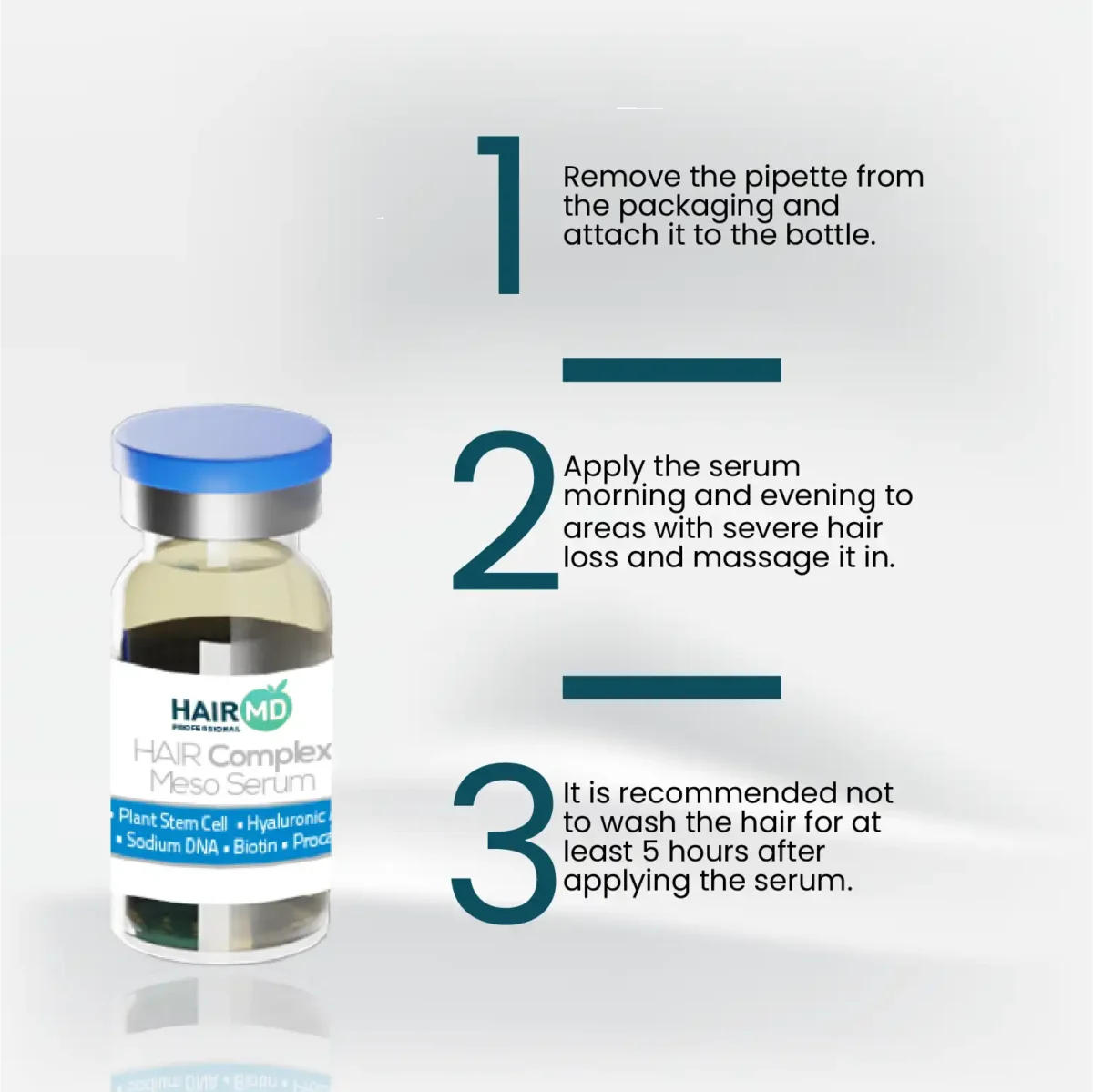Step‑by‑step usage guide for HairMD Meso Serum with pipette