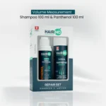Volume measurement graphic indicating Shampoo 100 ml and Panthenol 100 ml