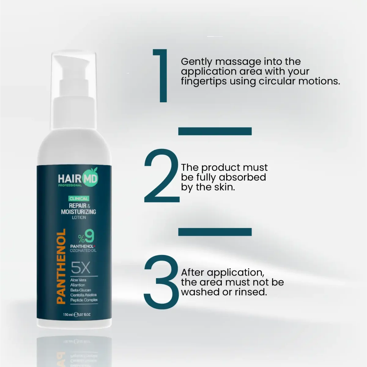 How to apply HairMD Panthenol Lotion 150 ml with three simple steps