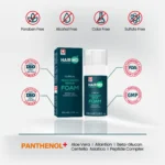 HairMD Repair Foam with free‑from icons and manufacturing quality references