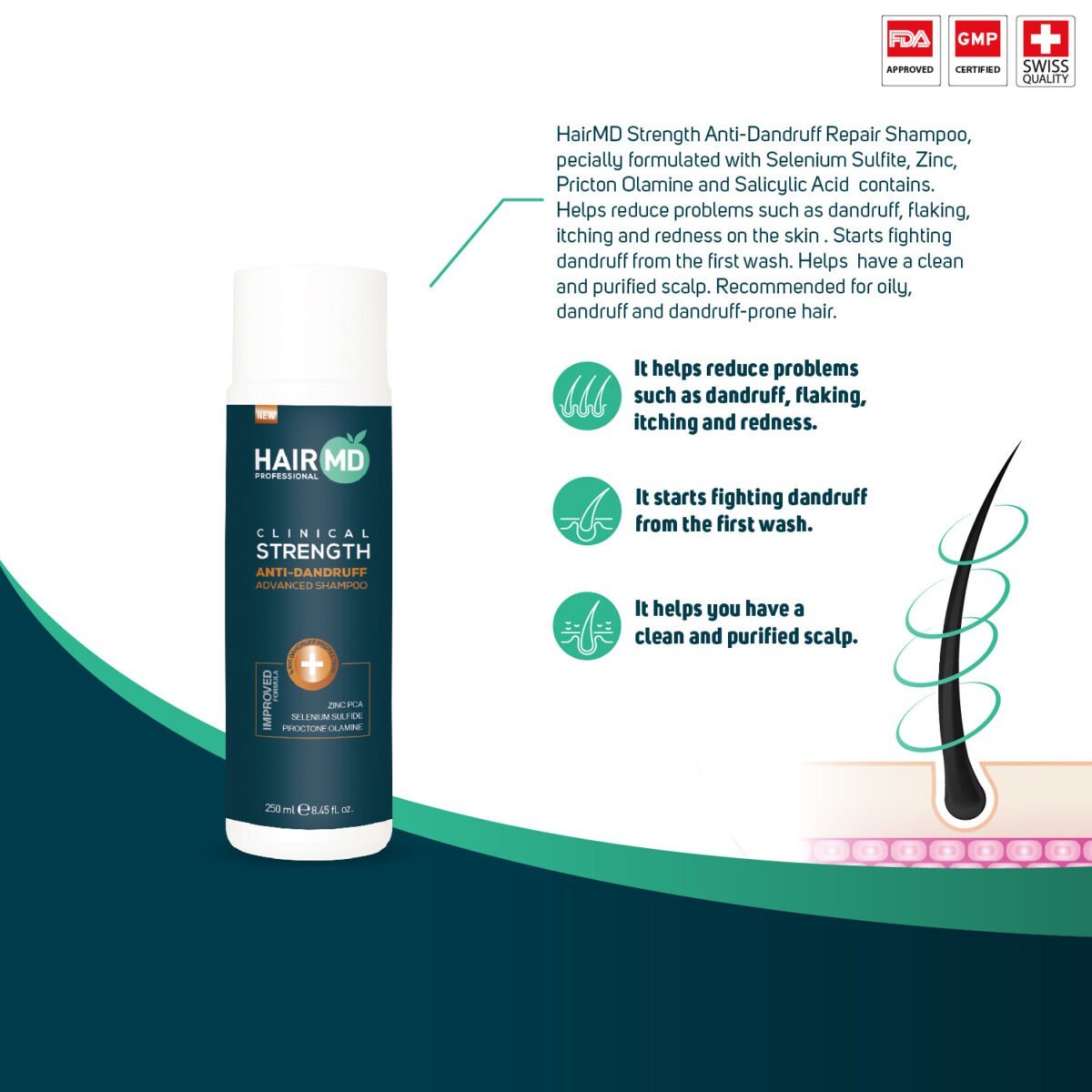 HairMD Strength Anti-Dandruff Repair Shampoo 250 ML