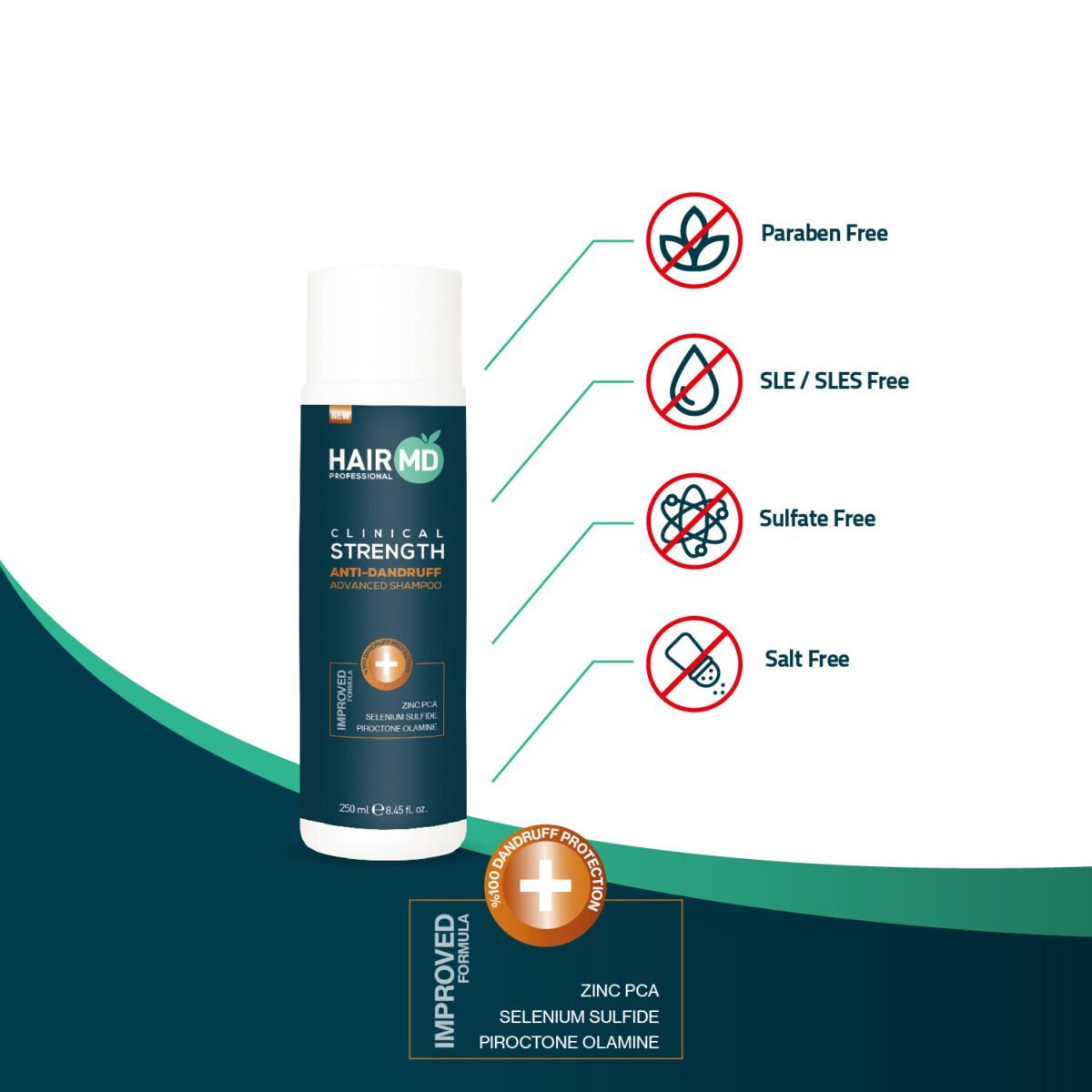 HairMD Clinical Strength Anti-Dandruff Advanced Shampoo 250 ML