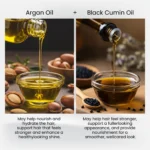 Argan oil and black cumin oil pouring into glass bowls as featured in HairMD Oil Care