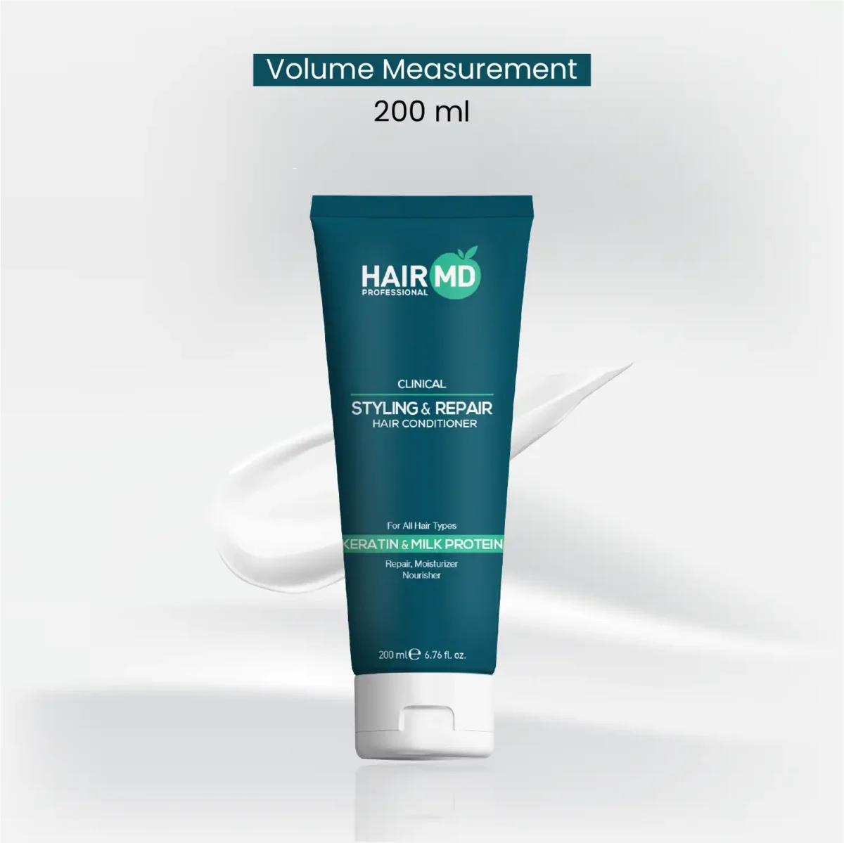 Standalone HairMD Styling & Repair Conditioner tube with 200 ml volume callout