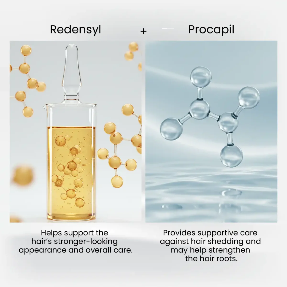Redensyl and Procapil visuals featured as actives in HairMD GF+ Hair Serum