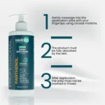 Three‑step usage guide for HairMD Panthenol 9% Lotion 750 ml