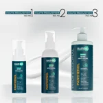 Size comparison of HairMD Panthenol Lotion in 100 ml, 150 ml and 750 ml bottles