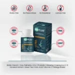 MD‑Plus Ultra Hair Multivitamin pack with free‑from icons and ISO, FDA, GMP references