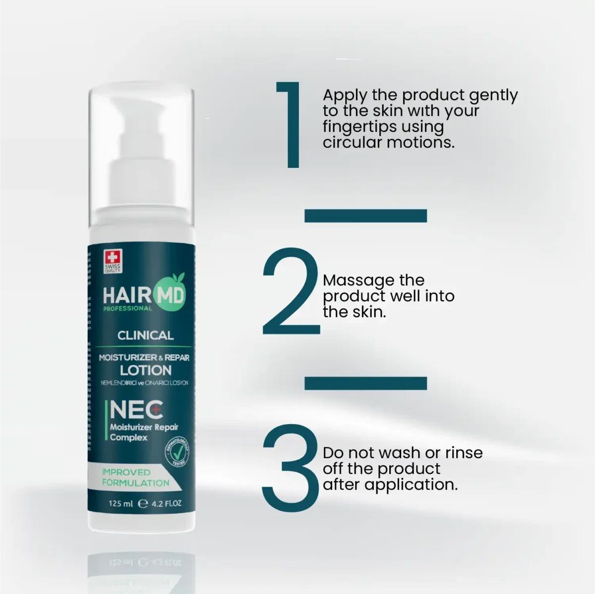 Step‑by‑step usage guide for HairMD Moisturizer & Repair Lotion