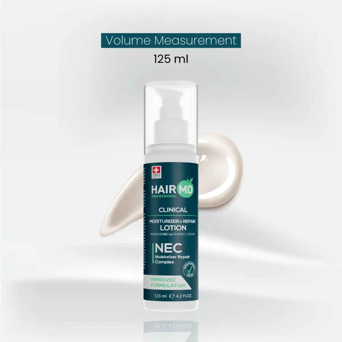 HairMD Moisturizer & Repair Lotion bottle with volume note 125 ml